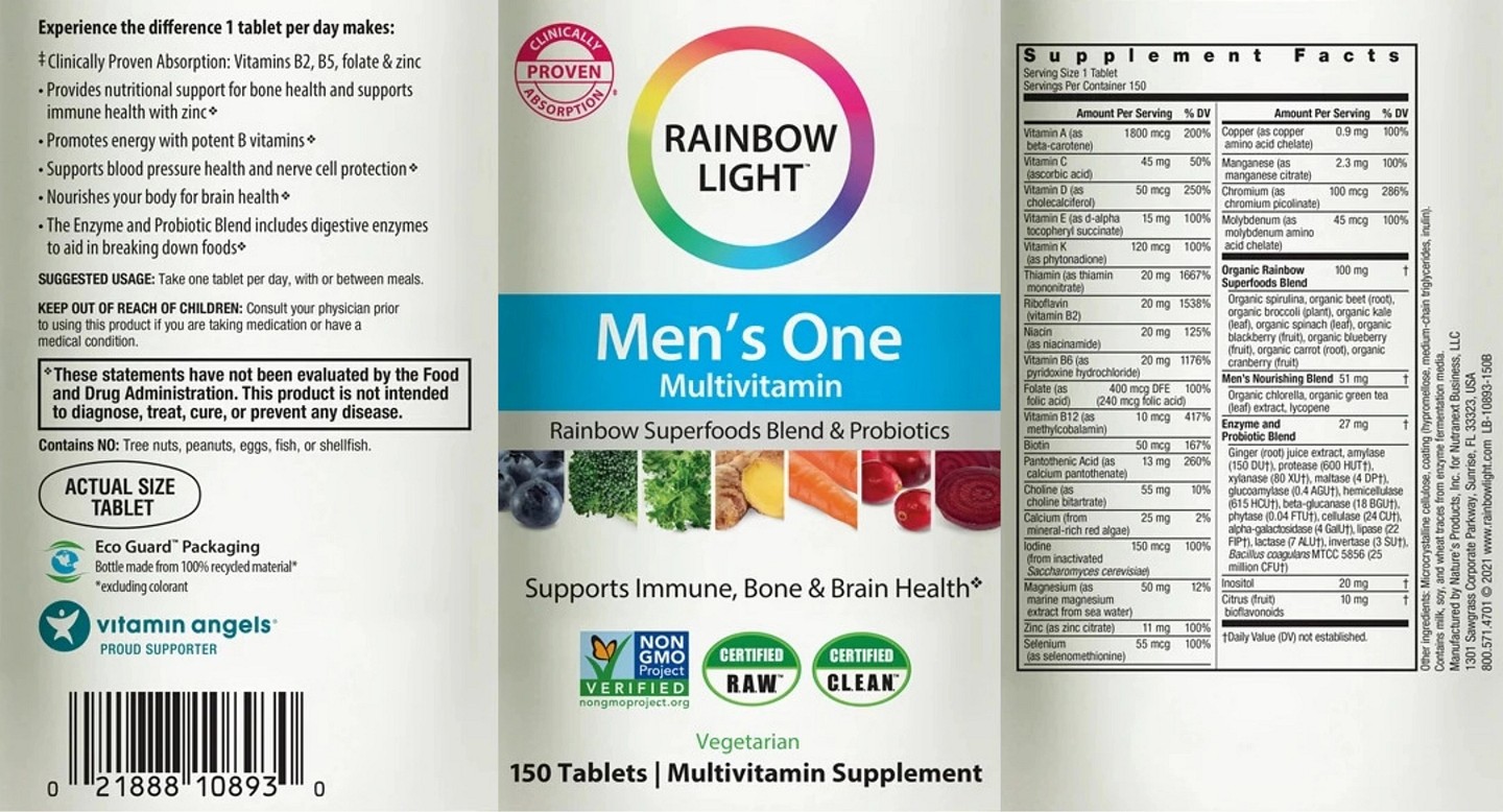 Rainbow Light, Men's One Daily Multivitamin label