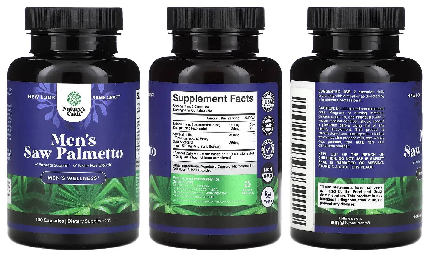 Nature's Craft, Men's Saw Palmetto packaging