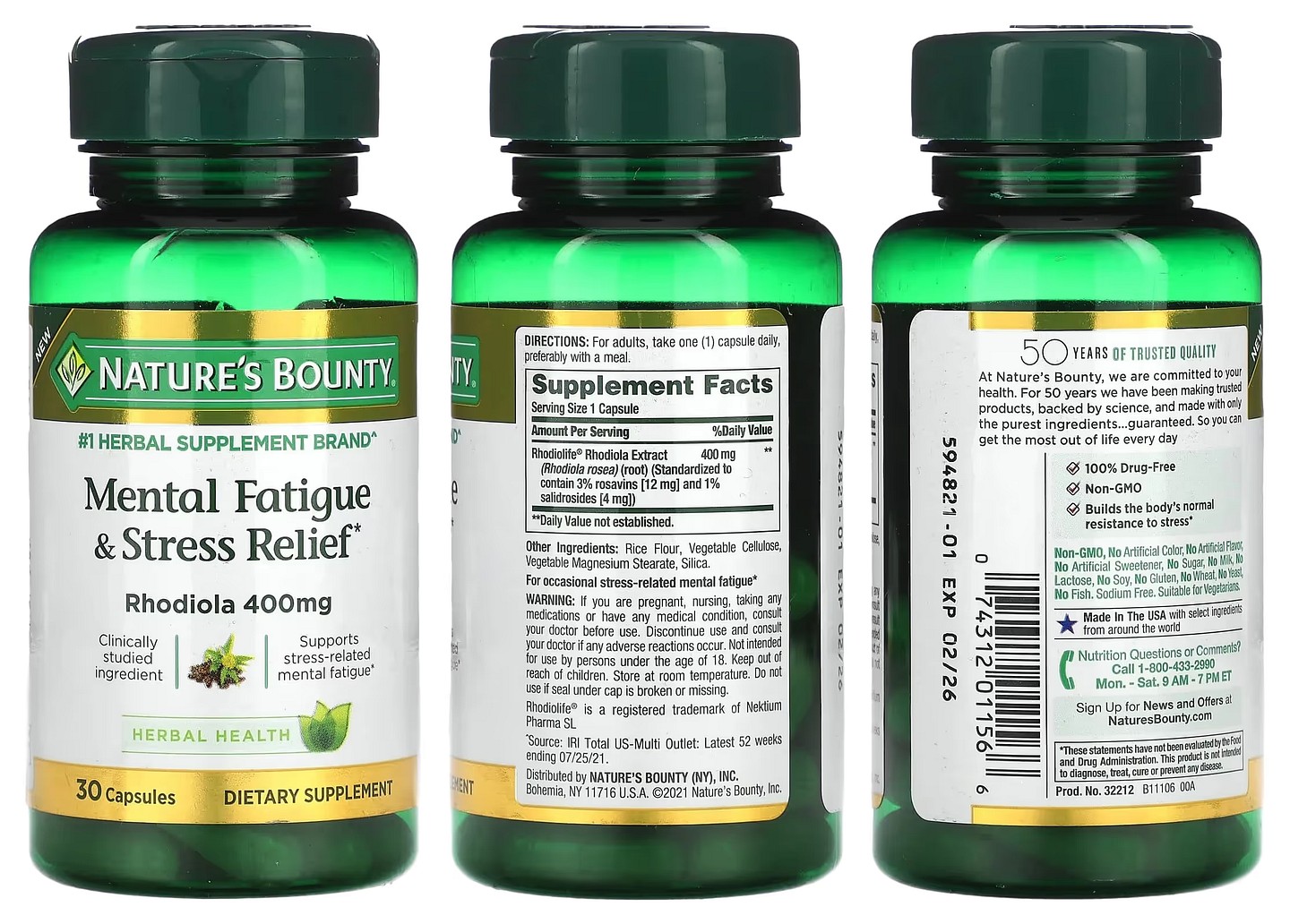 Nature's Bounty, Mental Fatigue & Stress Relief packaging