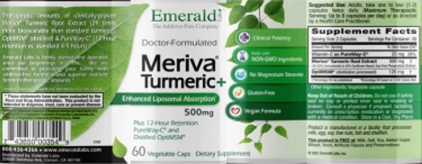 Emerald Laboratories, Meriva Turmeric + label