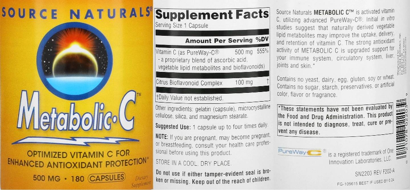 Source Naturals, Metabolic C label