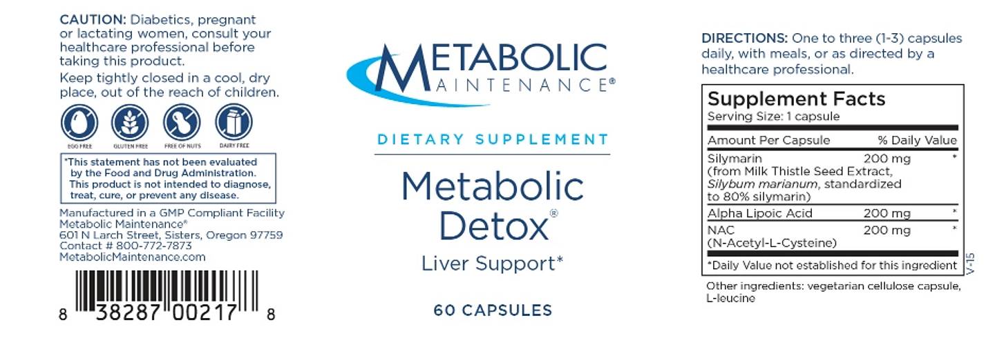 Metabolic Maintenance, Metabolic Detox label