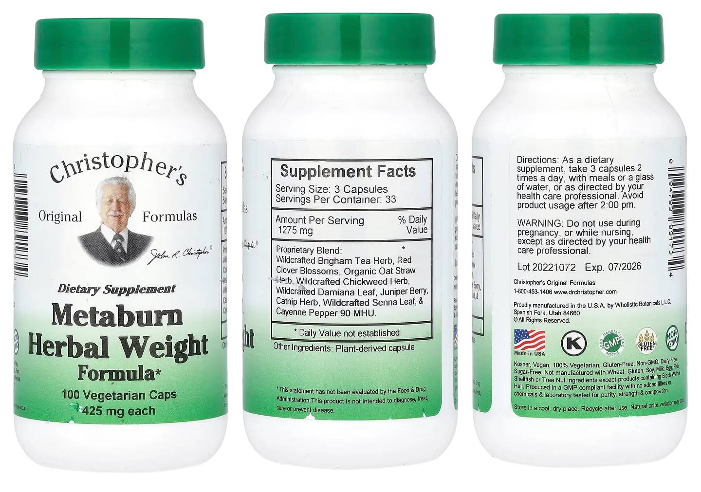 Dr. Christopher's, Metaburn Herbal Weight Formula packaging