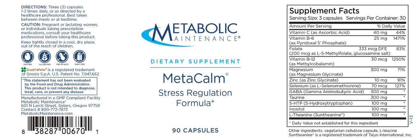 Metabolic Maintenance, MetaCalm label