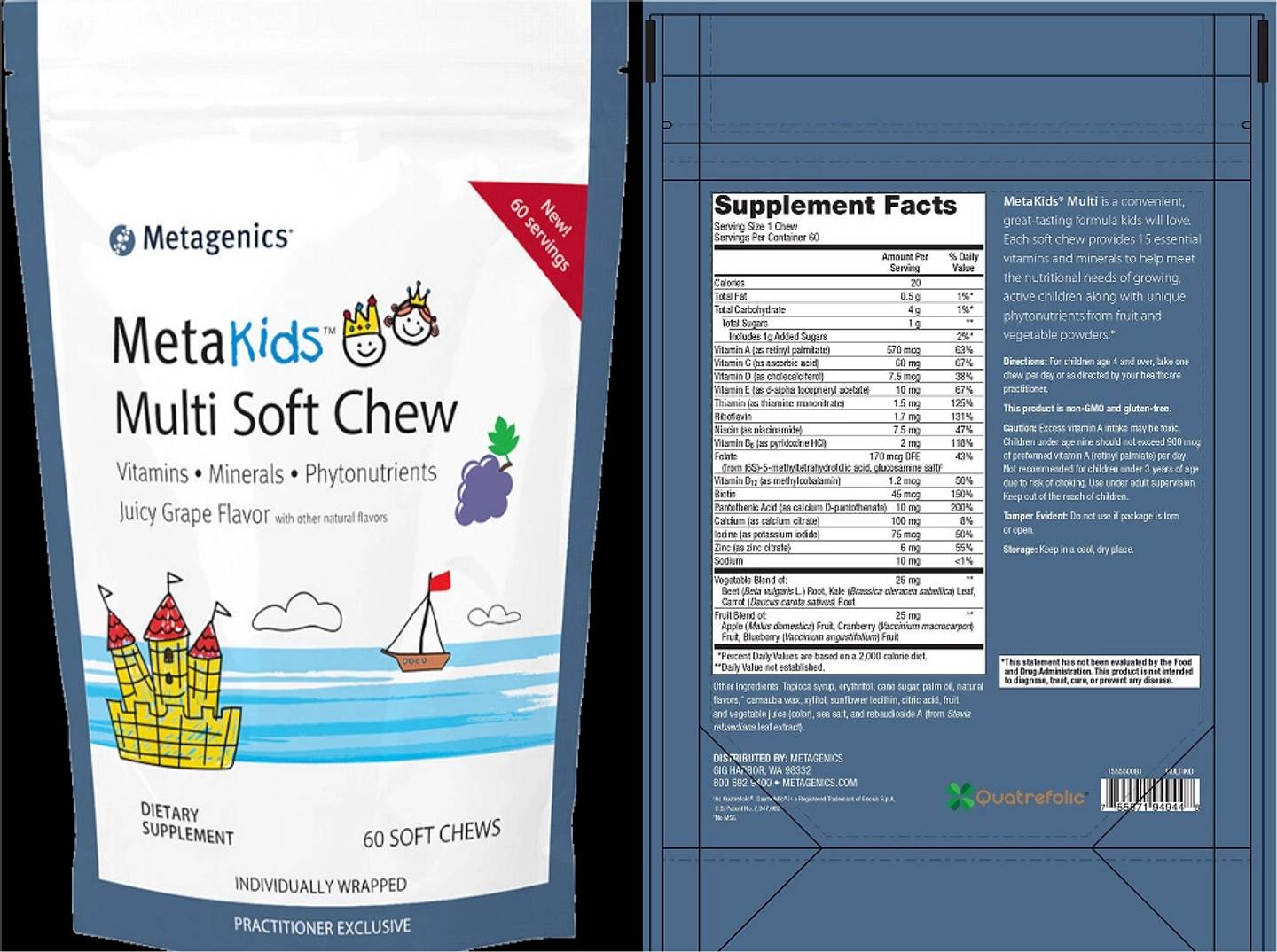 Metagenics, MetaKids Multi Soft Chew label