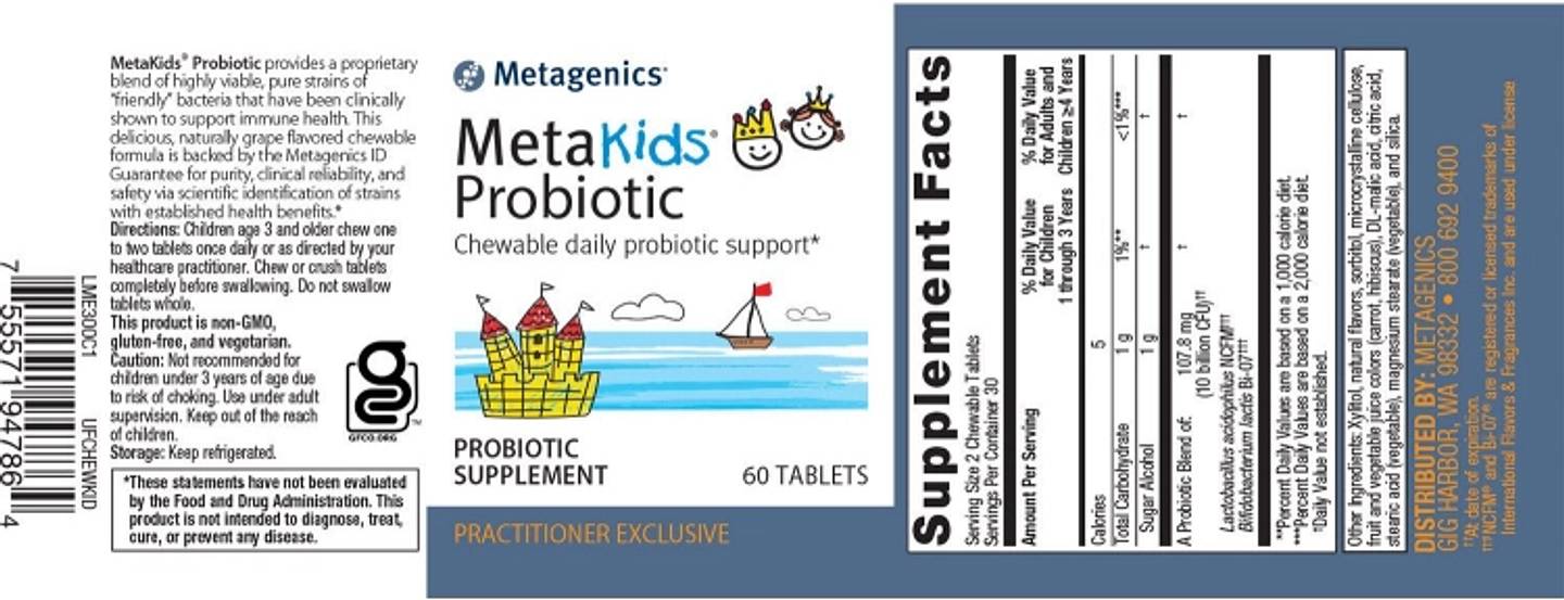 Metagenics, MetaKids Probiotic label