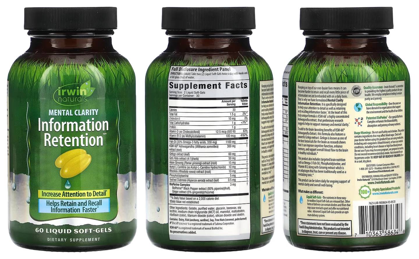 Irwin Naturals, Metal Clarity Information Retention packaging