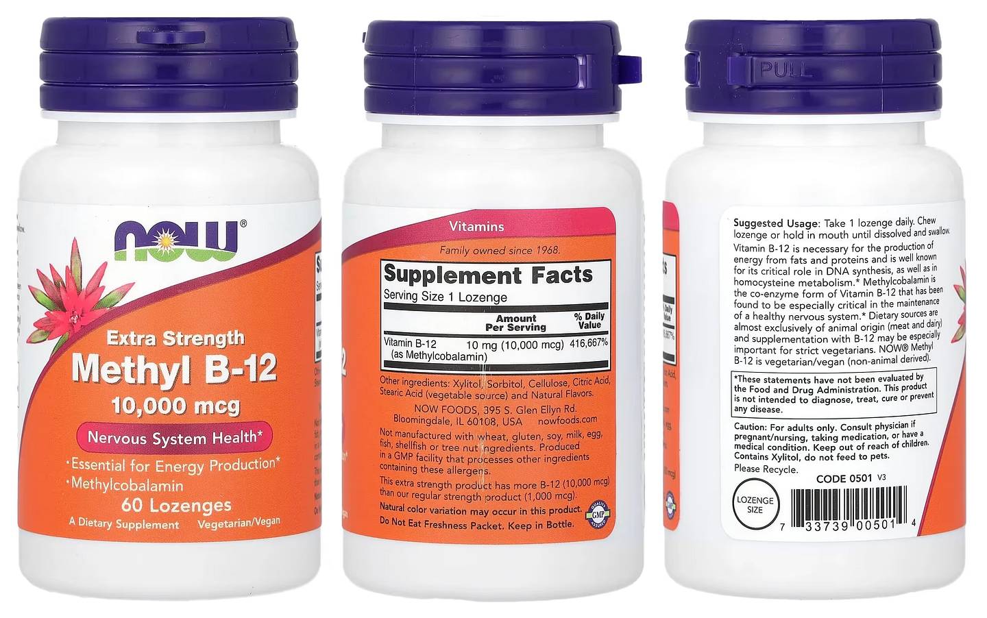 NOW Foods, Methyl B-12 packaging