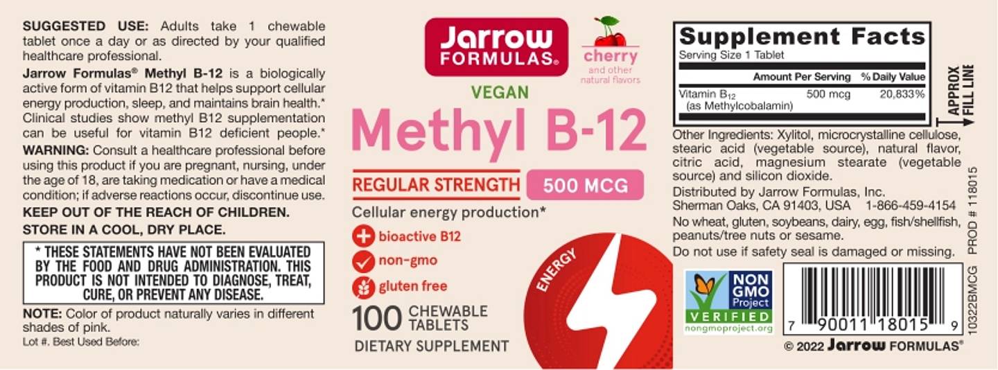 Jarrow Formulas, Methyl B-12 label