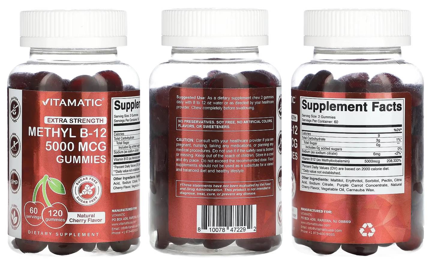 Vitamatic, Methyl B-12 Gummies packaging