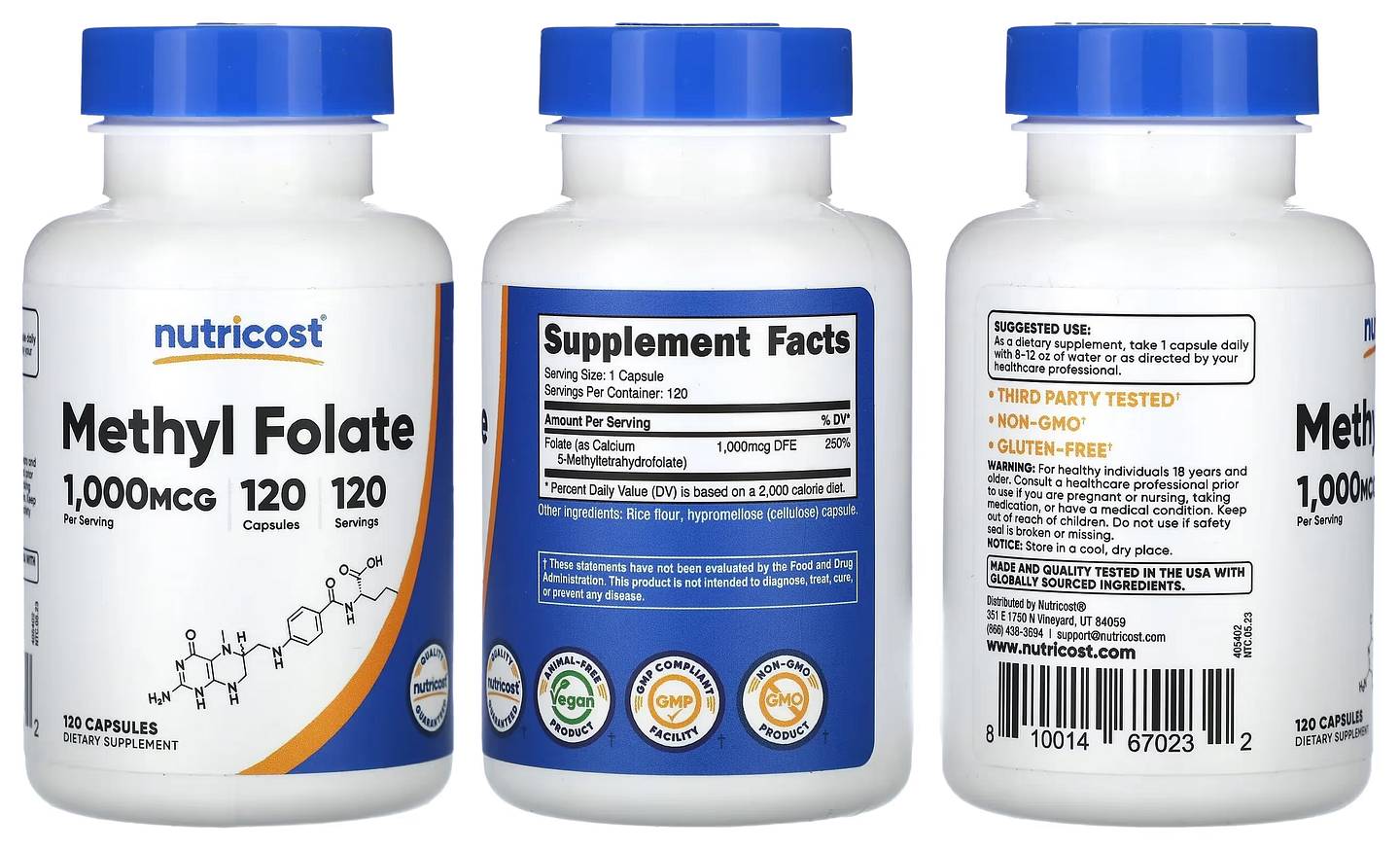 Nutricost, Methyl Folate packaging