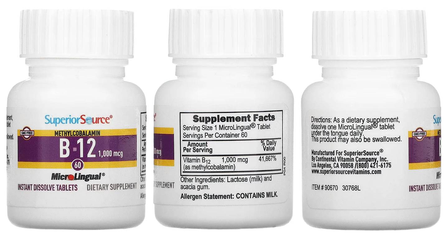 Superior Source, Methylcobalamin B-12 packaging