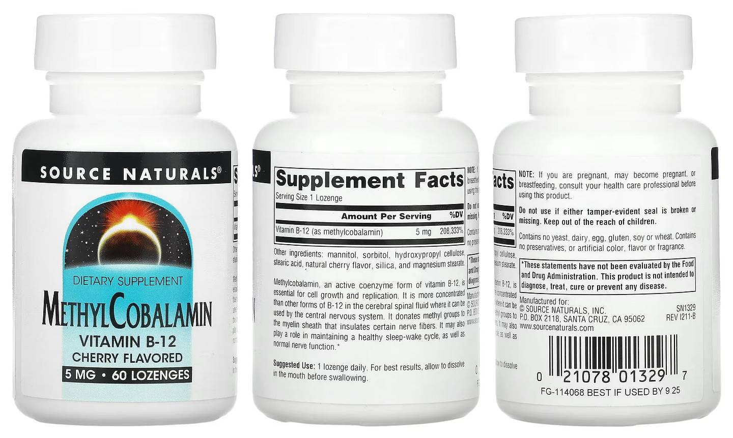 Source Naturals, MethylCobalamin Vitamin B12 packaging