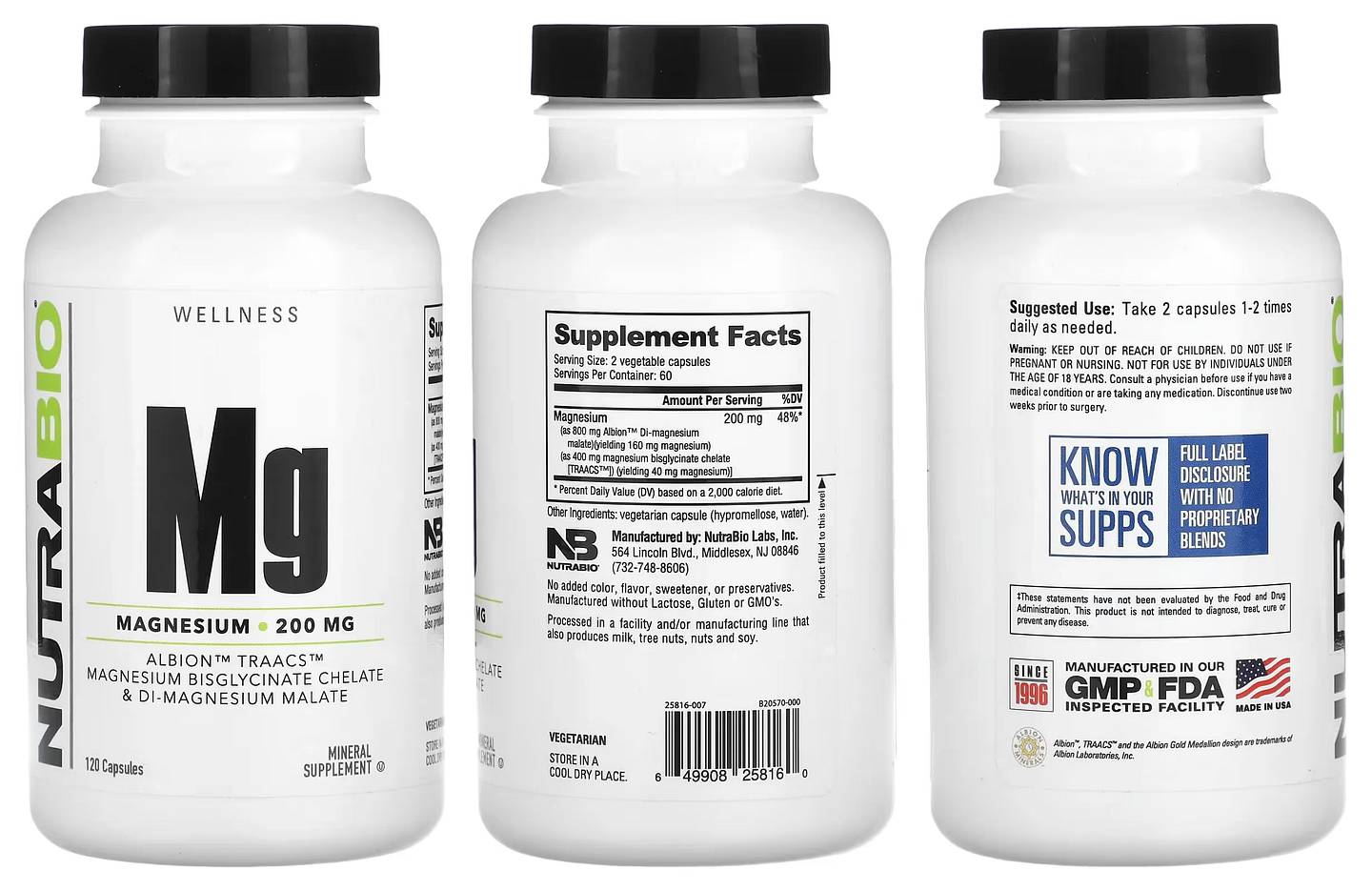 NutraBio, Mg Magnesium packaging