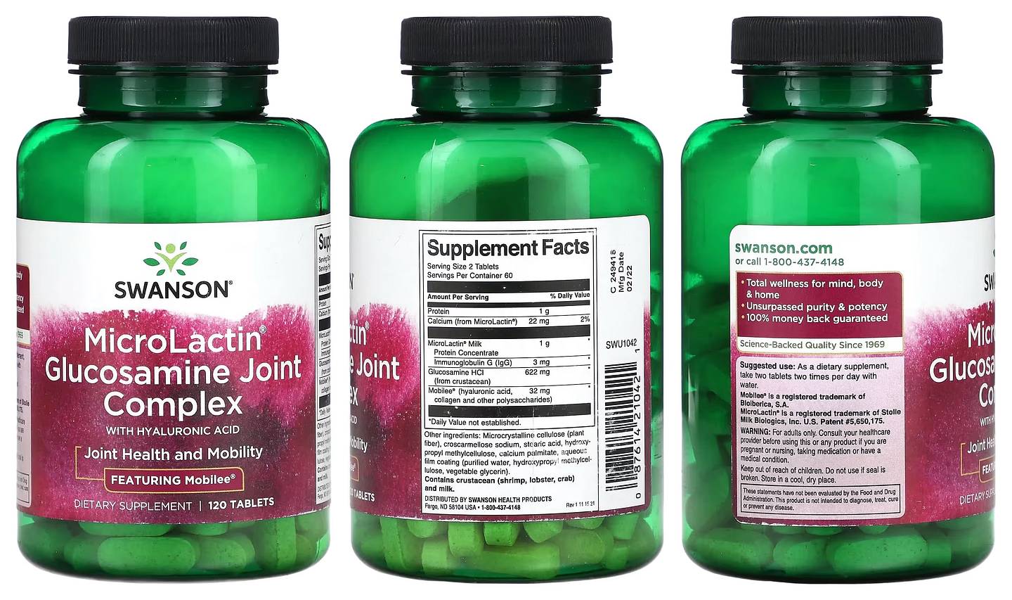 Swanson, MicroLactin Glucosamine Joint Complex with Hyaluronic Acid packaging