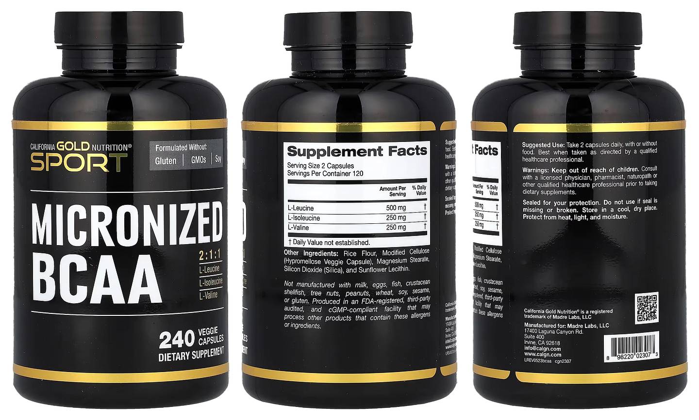 California Gold Nutrition, Micronized BCAA, Branched Chain Amino Acids packaging