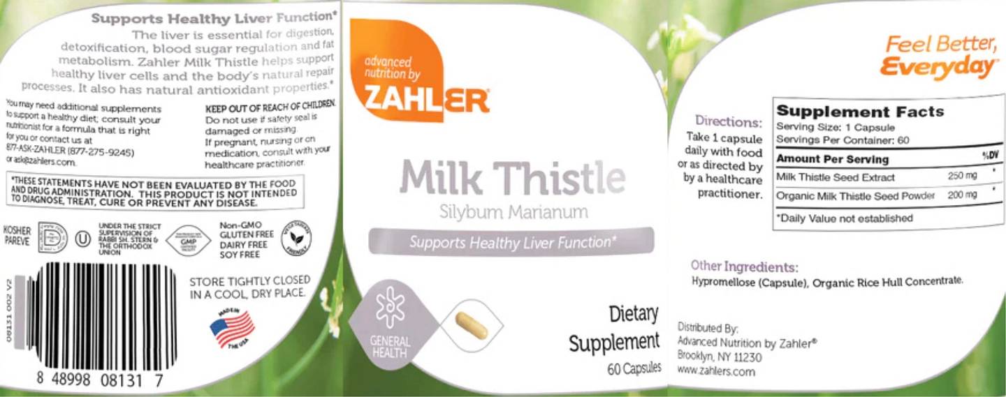 Zahler, Milk Thistle label