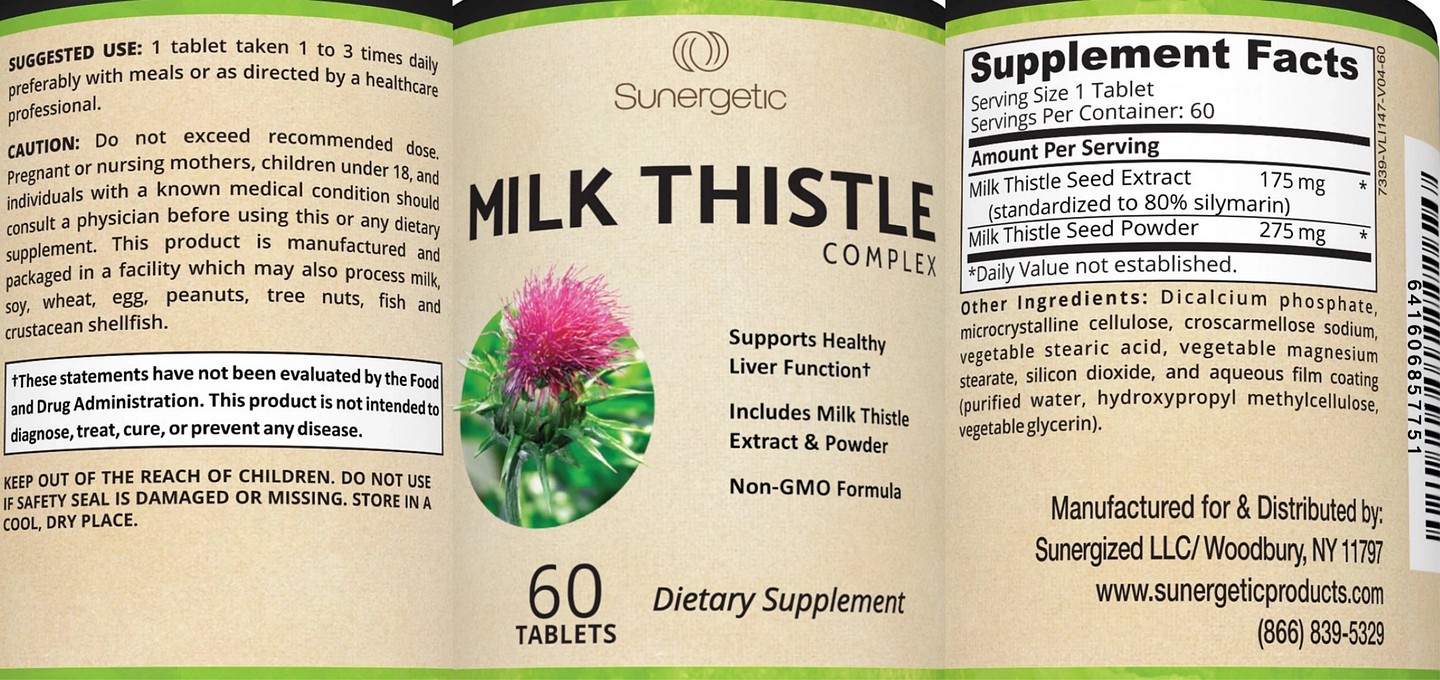 Sunergetic, Milk Thistle Complex label