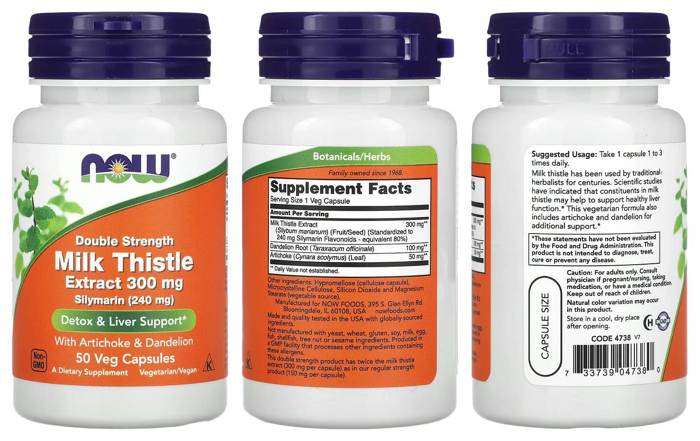 NOW Foods, Milk Thistle, Double Strength, 300 mg packaging