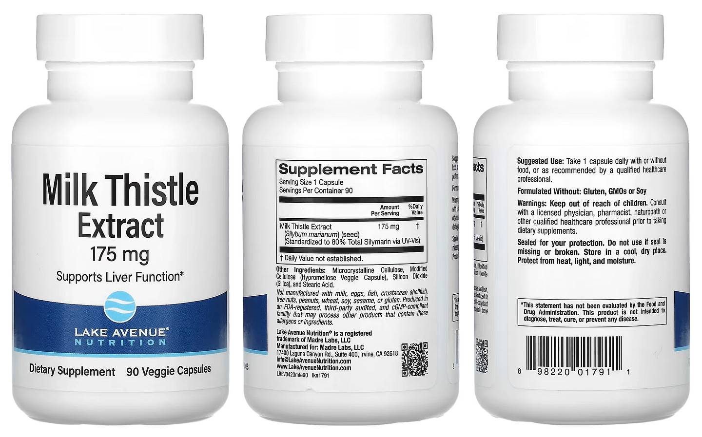 Lake Avenue Nutrition, Milk Thistle Extract packaging