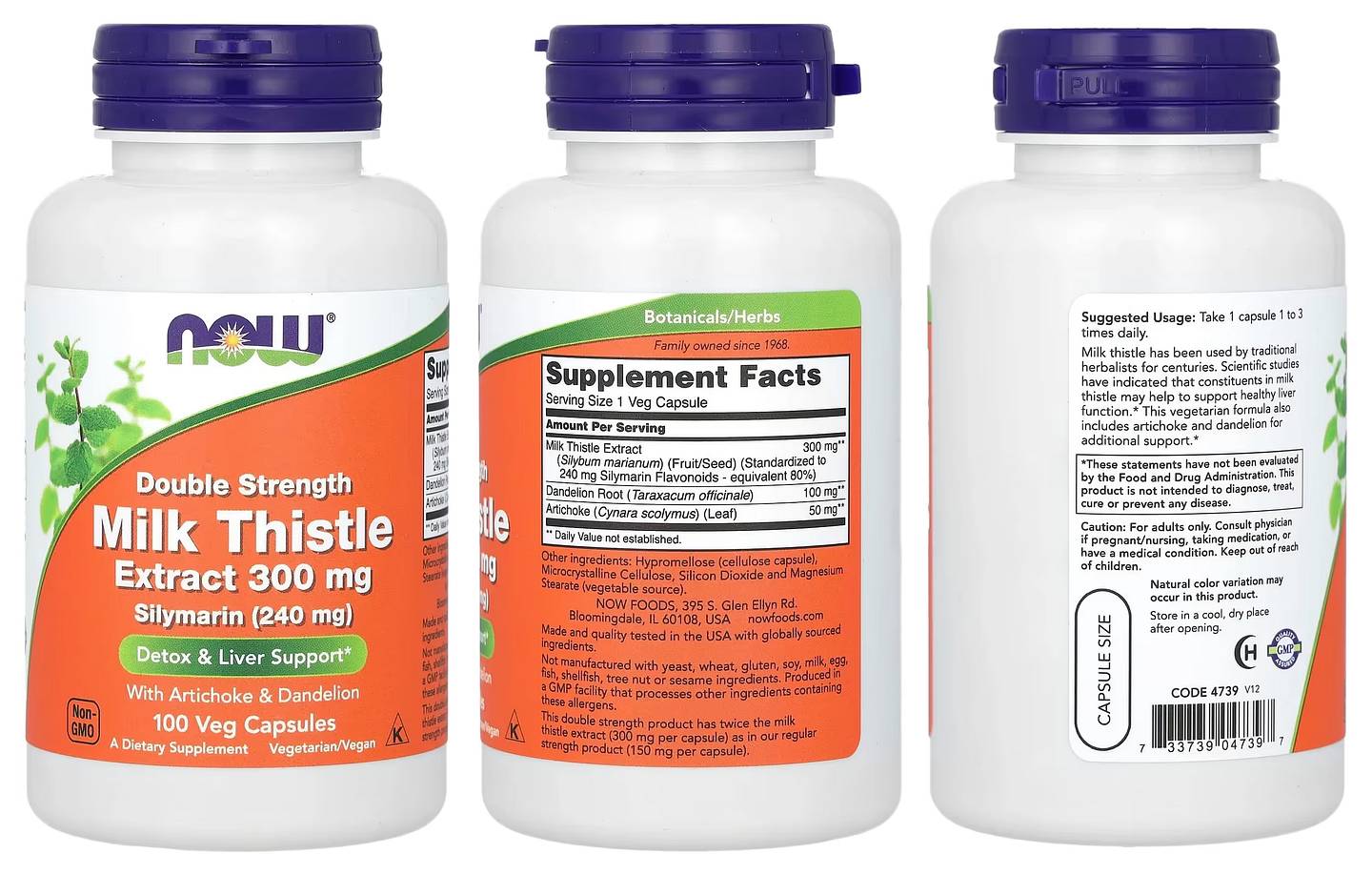 NOW Foods, Milk Thistle Extract, Double Strength, 300 mg packaging