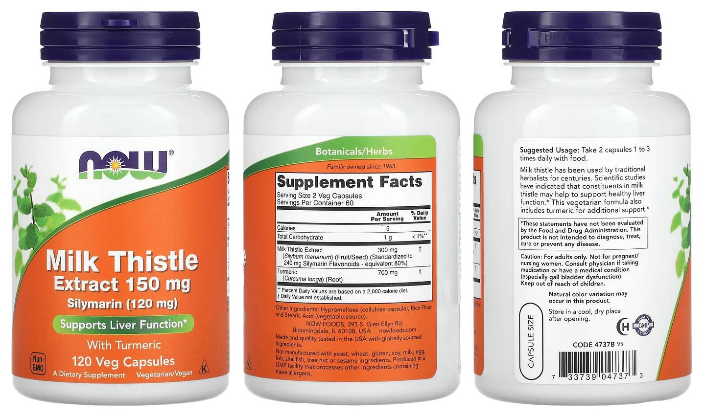 NOW Foods, Milk Thistle Extract with Turmeric packaging