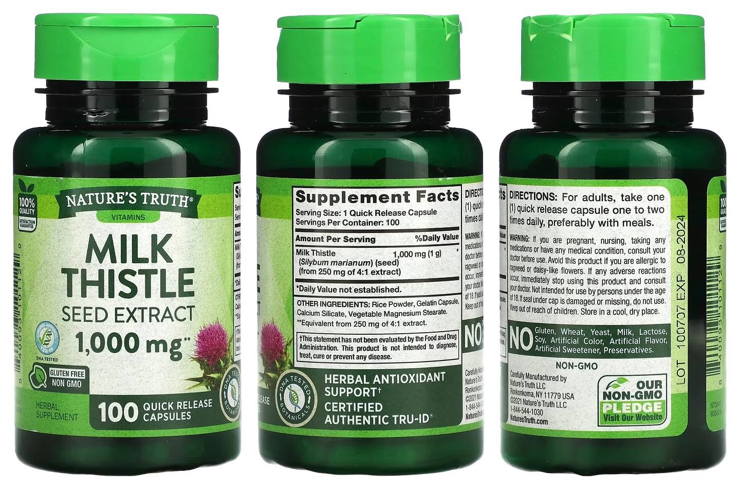 Nature's Truth, Milk Thistle Seed Extract packaging