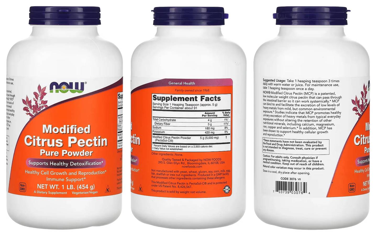 NOW Foods, Modified Citrus Pectin, Pure Powder packaging