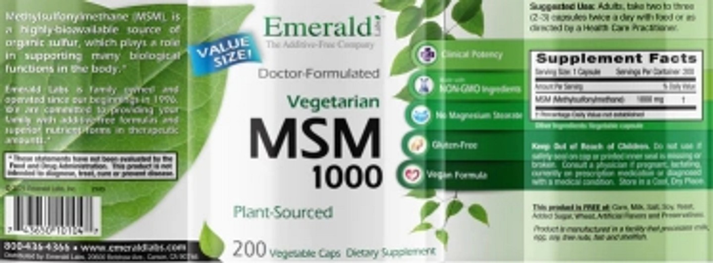 Emerald Laboratories, MSM 1000 label