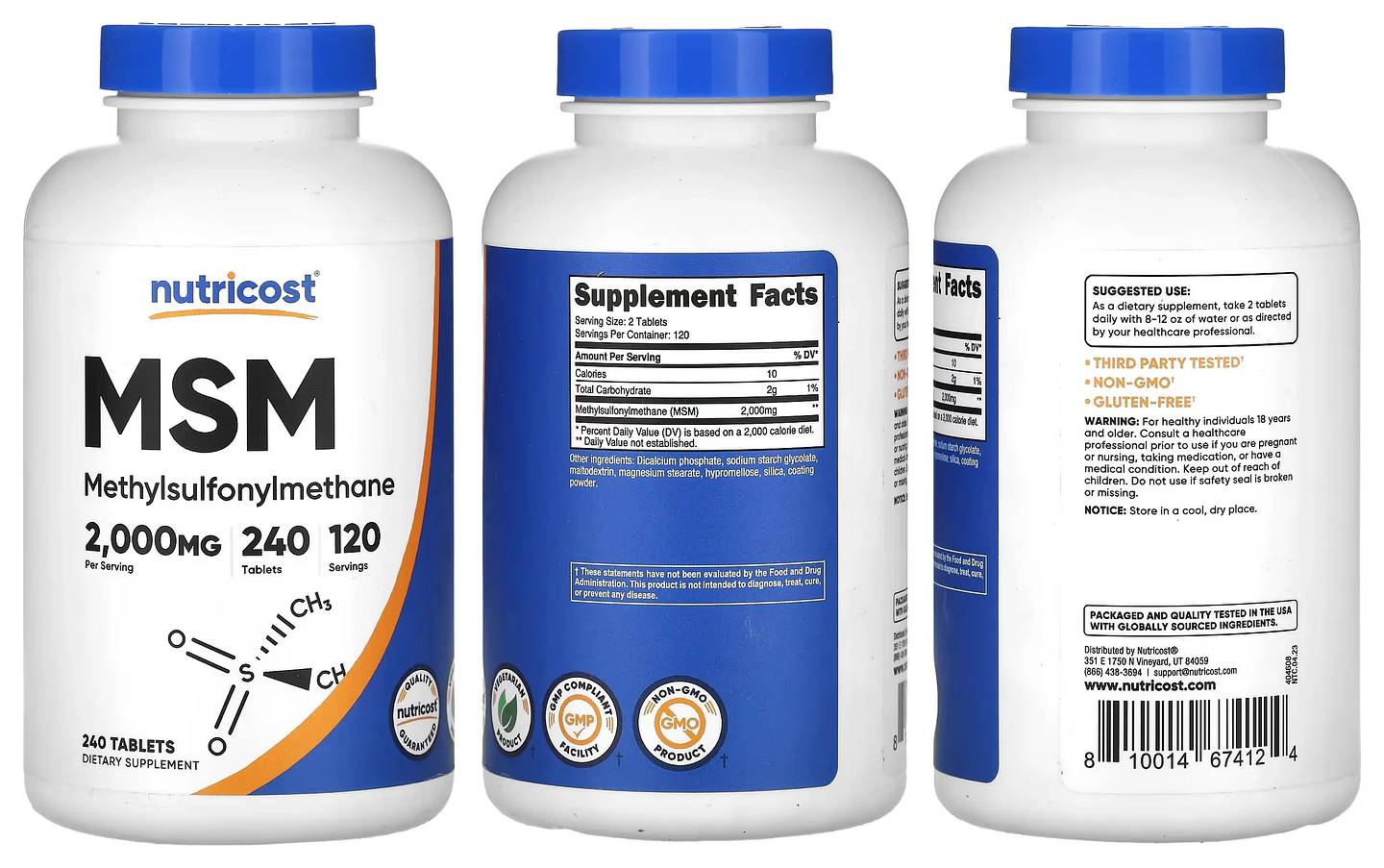 Nutricost, MSM packaging