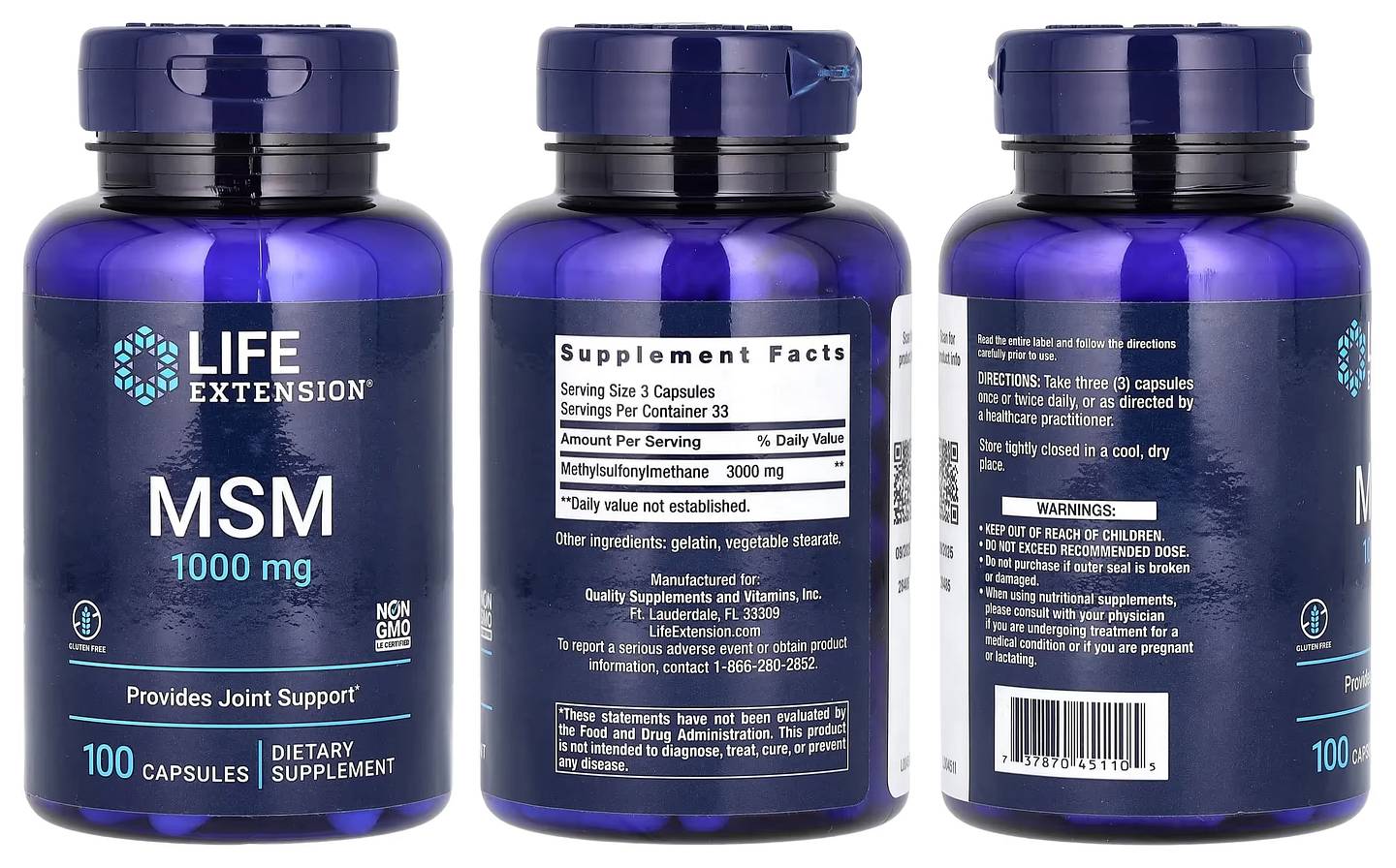 Life Extension, MSM packaging