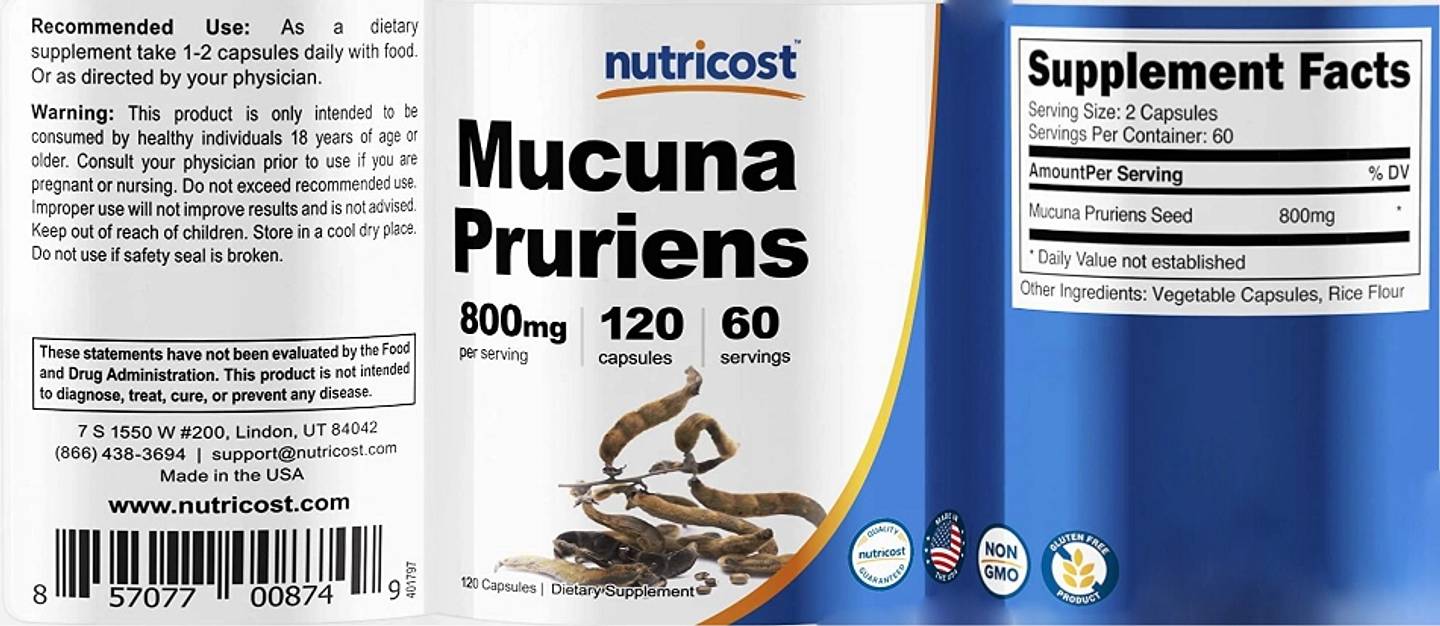 Nutricost, Mucuna Pruriens label