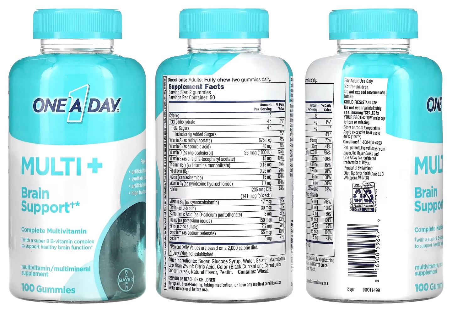 One-A-Day, Multi + Brain Support packaging