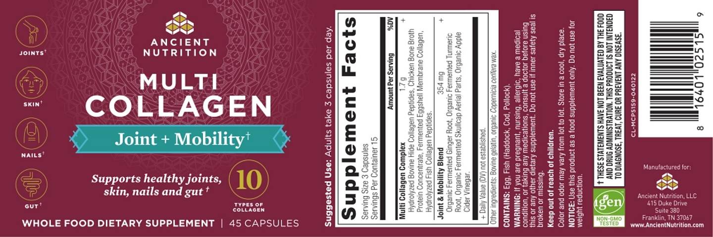 Ancient Nutrition, Multi Collagen label