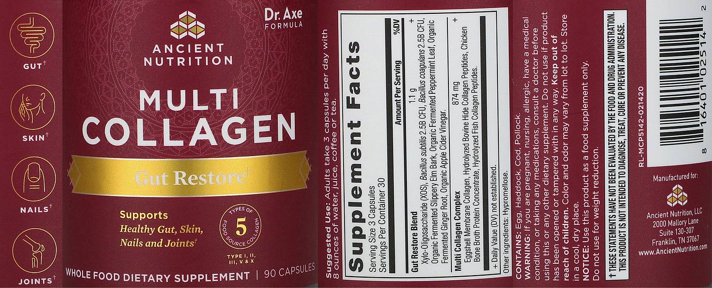 Ancient Nutrition, Multi Collagen label