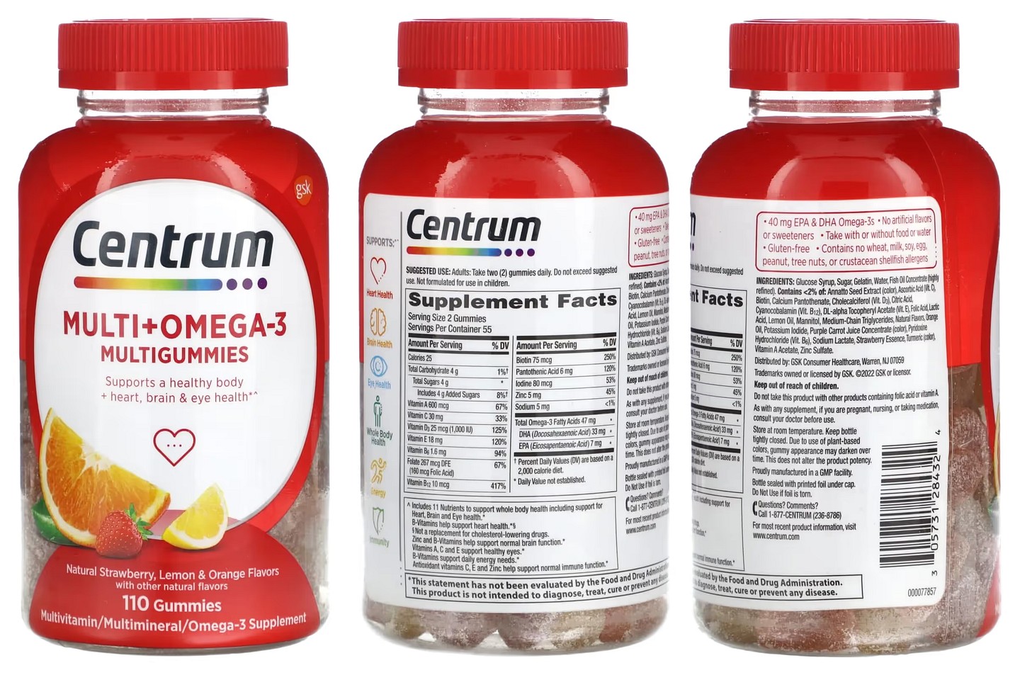 Centrum, Multi + Omega-3 Multigummies packaging