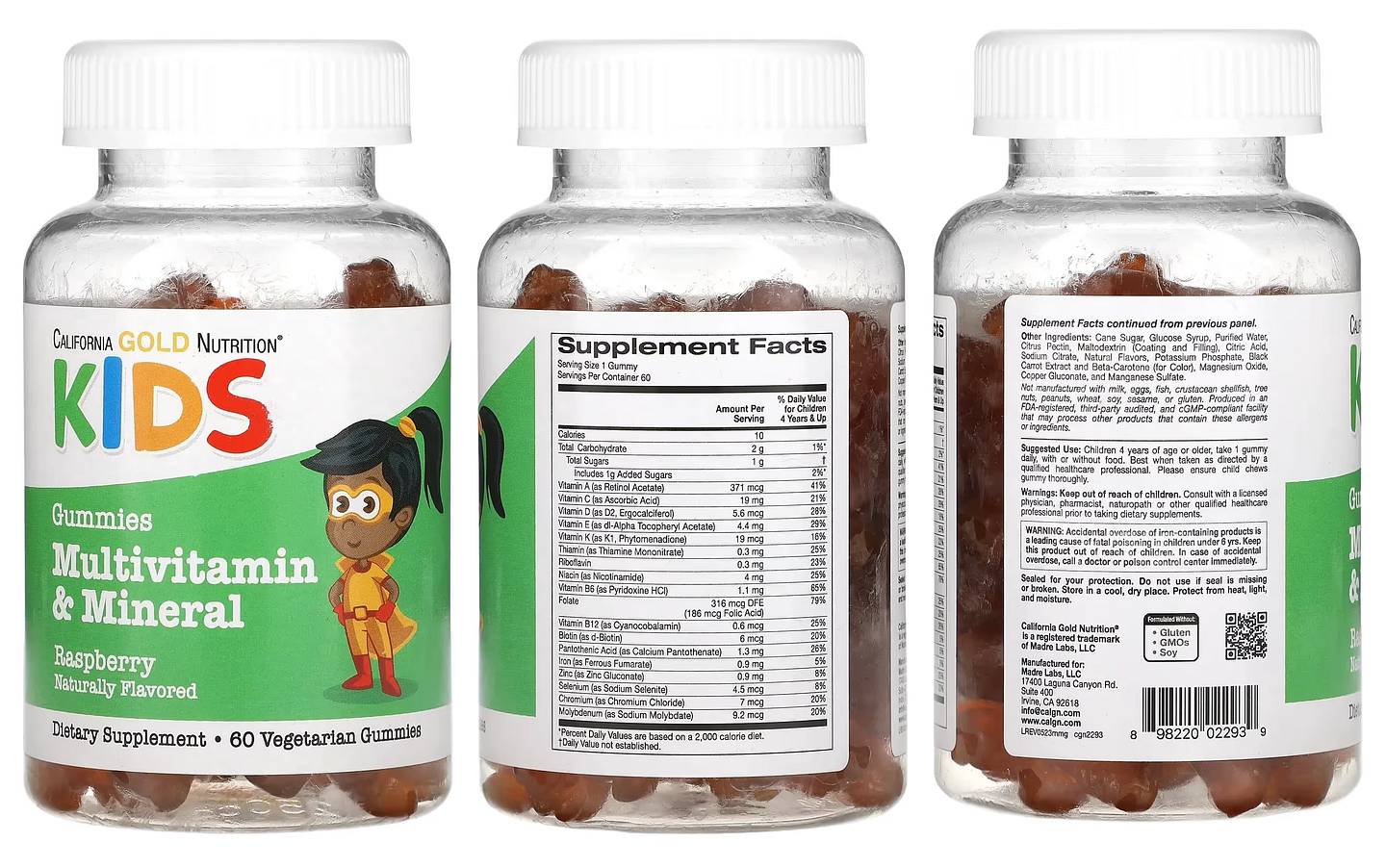 California Gold Nutrition, Multivitamin & Mineral For Children packaging