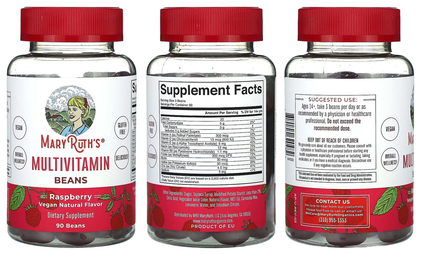 MaryRuth's, Multivitamin Beans, Raspberry packaging