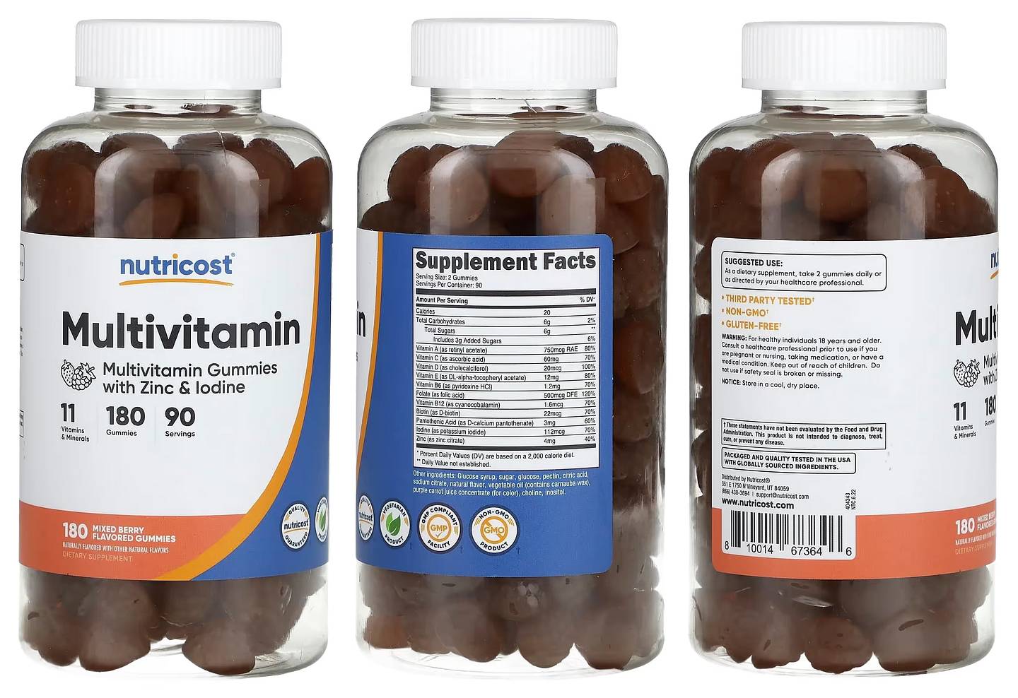 Nutricost, Multivitamin Gummies with Zinc & Iodine packaging