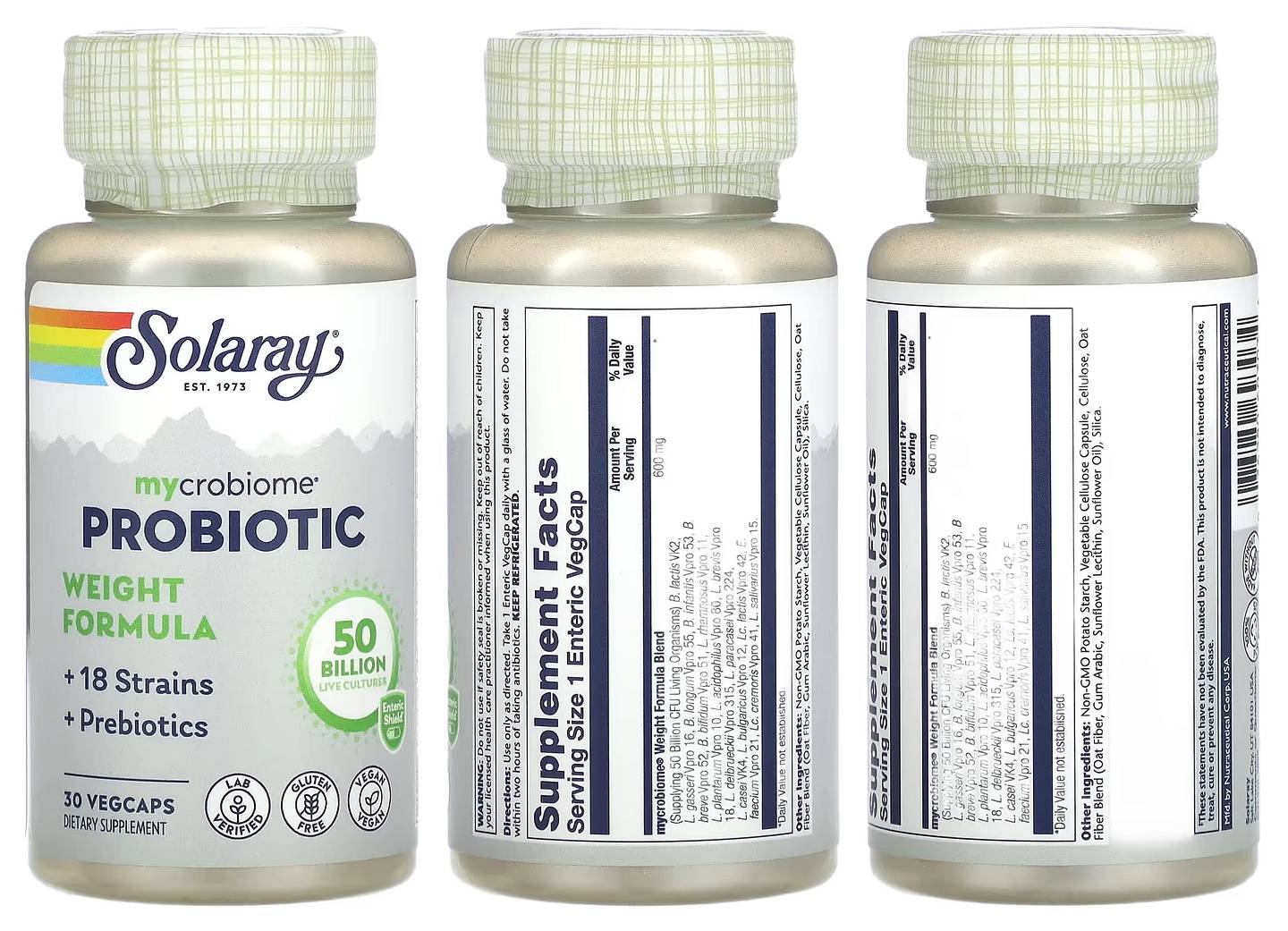 Solaray, Mycrobiome Probiotic Weight Formula packaging