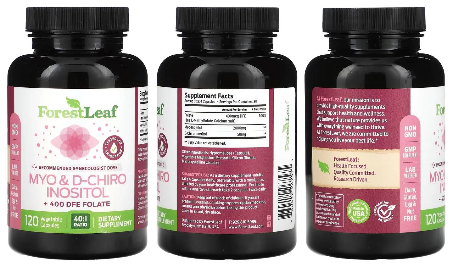 Forest Leaf, Myo & D-Chiro Inositol packaging