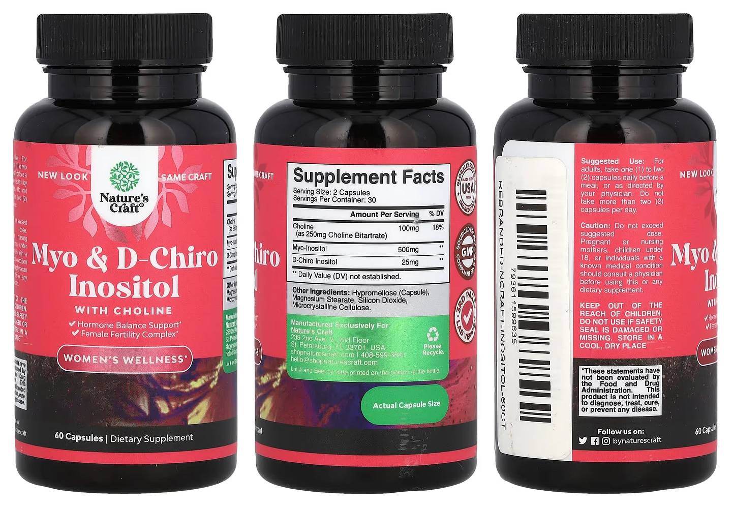 Nature's Craft, Myo & D-Chiro Inositol with Choline packaging