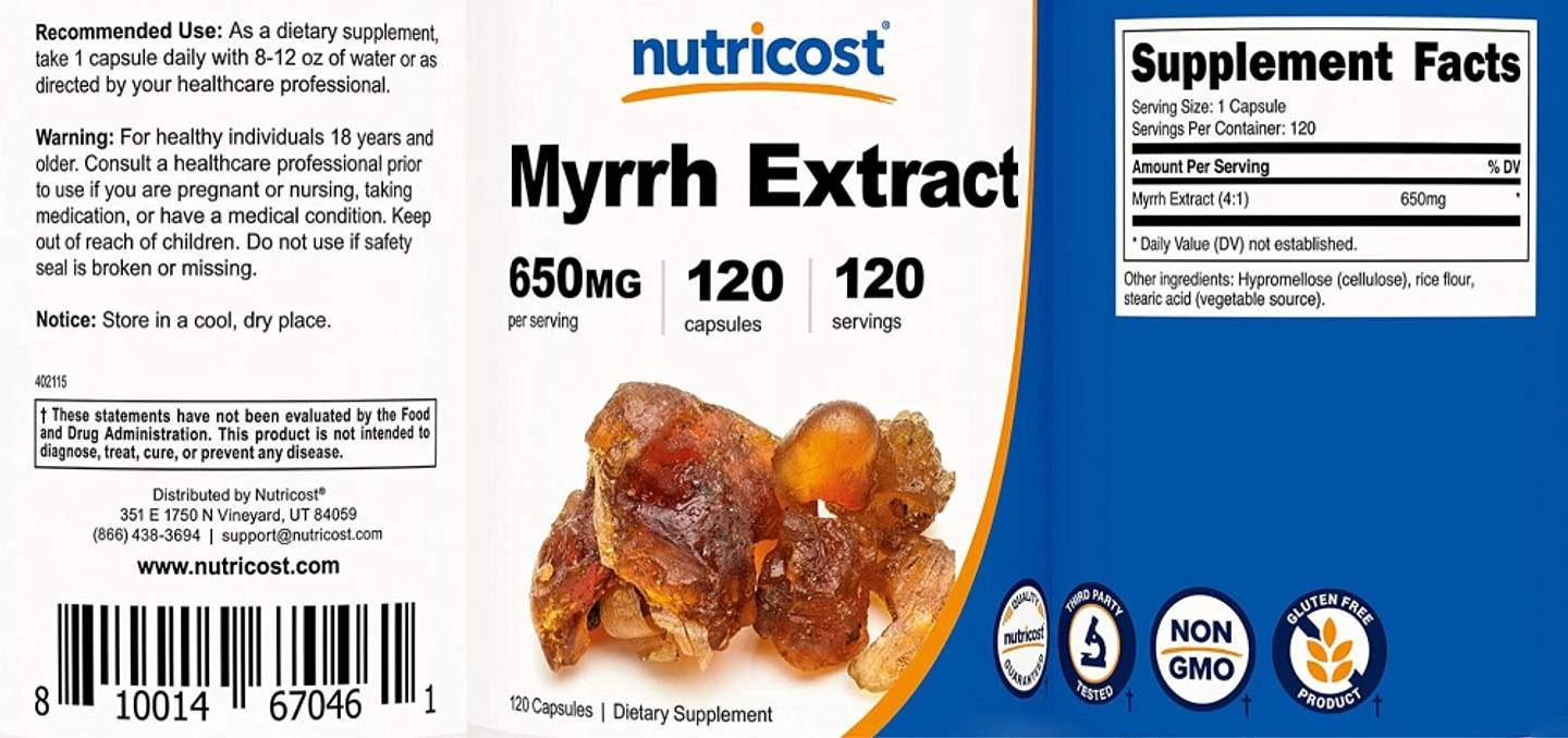 Nutricost, Myrrh Extract label