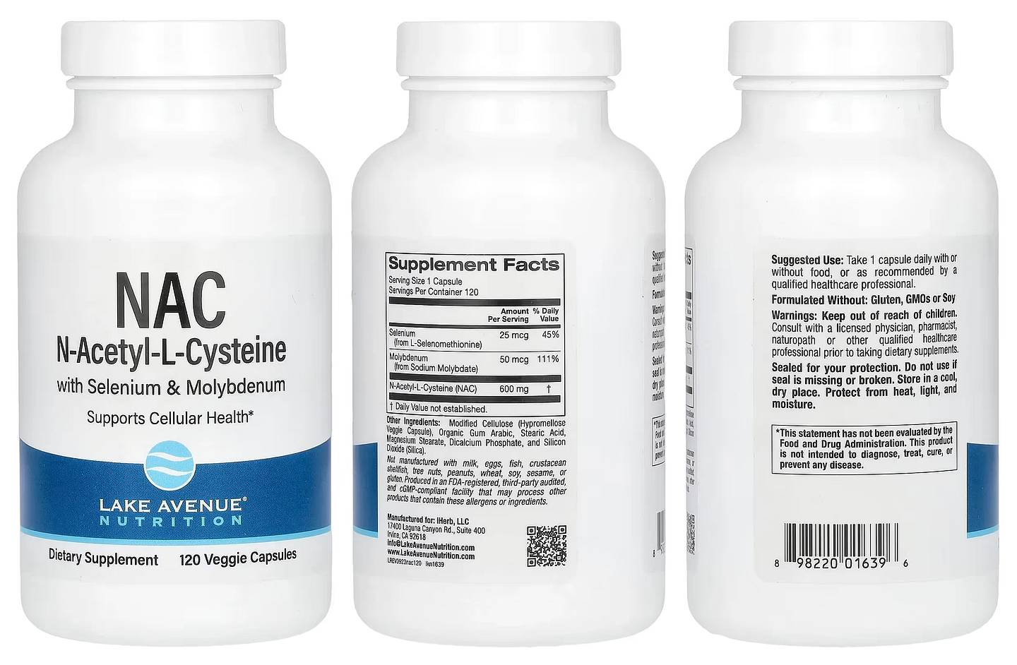 Lake Avenue Nutrition, N-Acetyl-L-Cysteine packaging