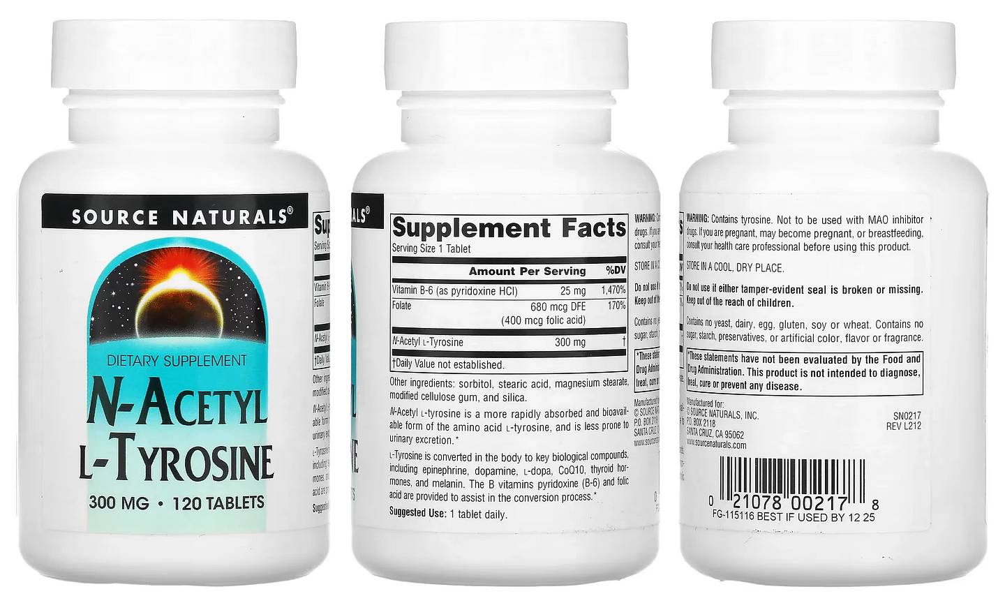 Source Naturals, N-Acetyl L-Tyrosine packaging