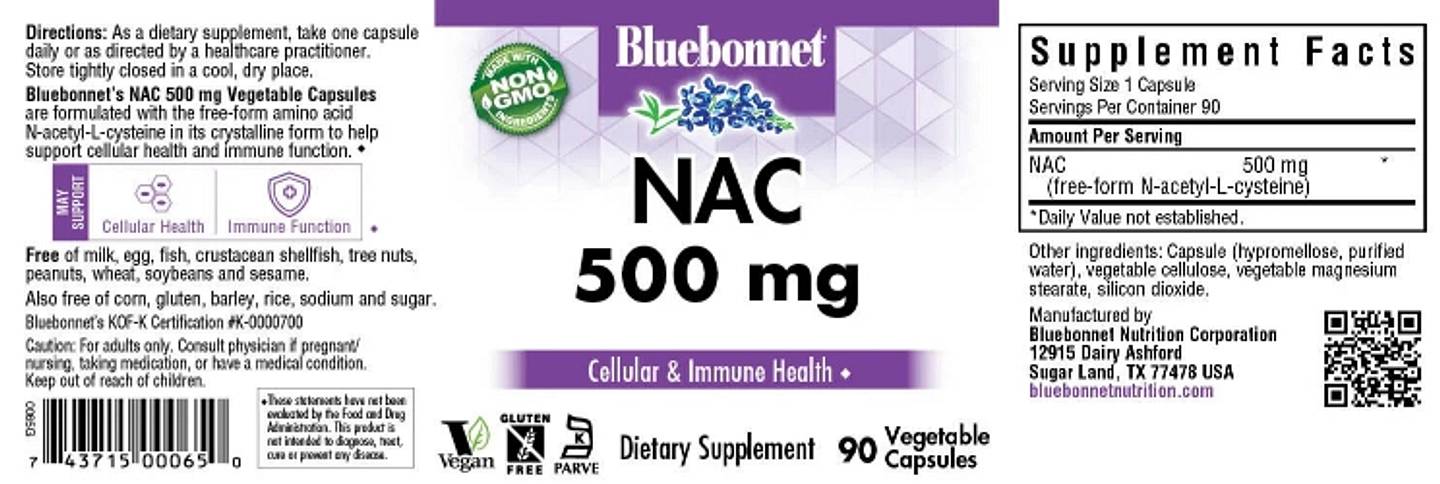 Bluebonnet Nutrition, NAC label