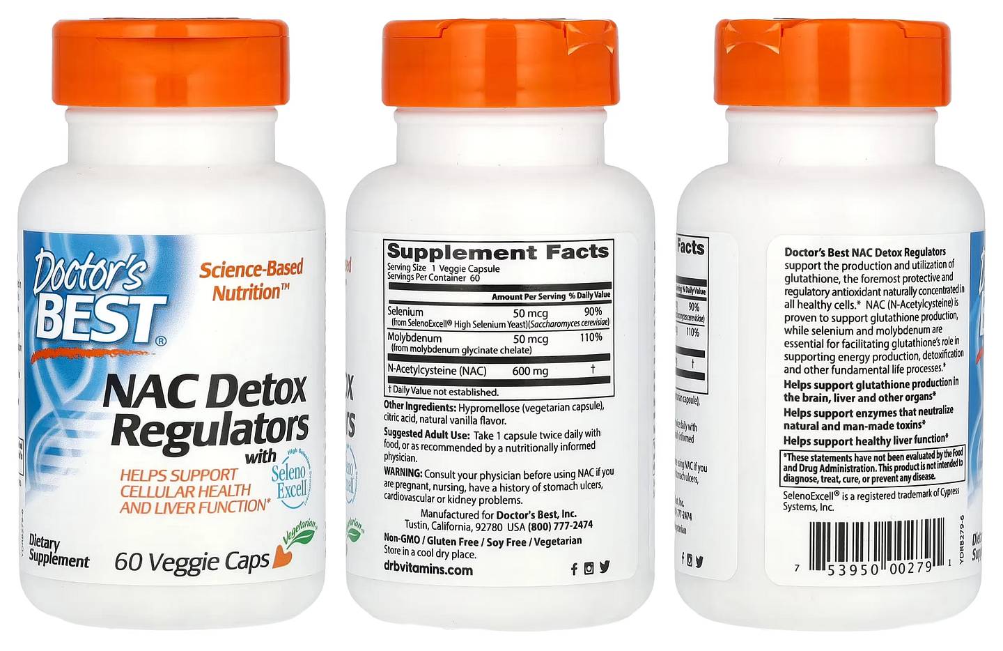 Doctor's Best, NAC Detox Regulators with Seleno Excell packaging