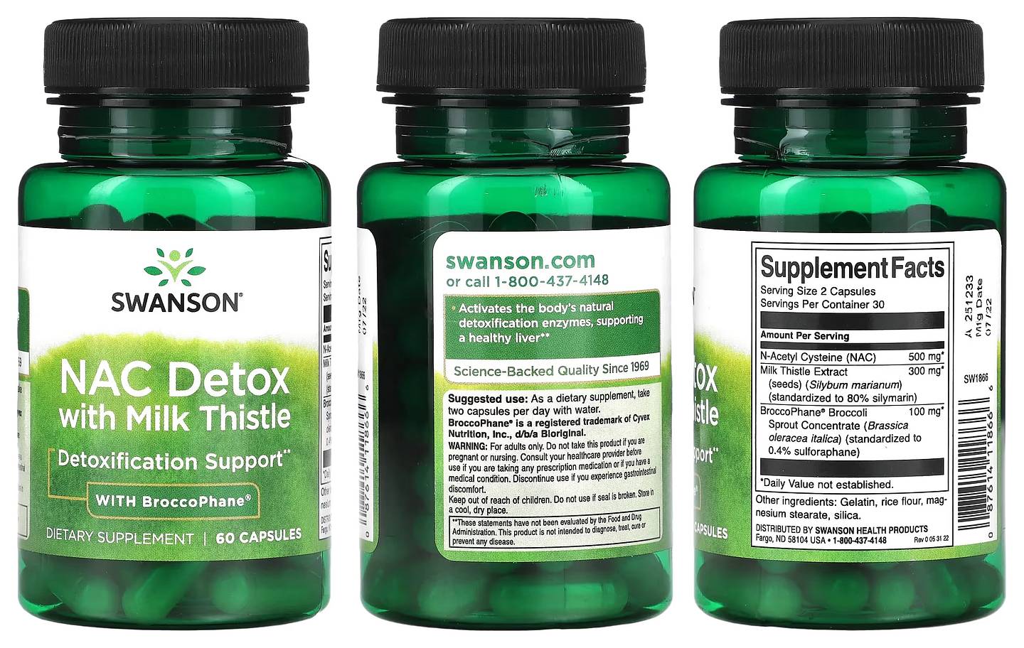 Swanson, NAC Detox with Milk Thistle with BroccoPhane packaging