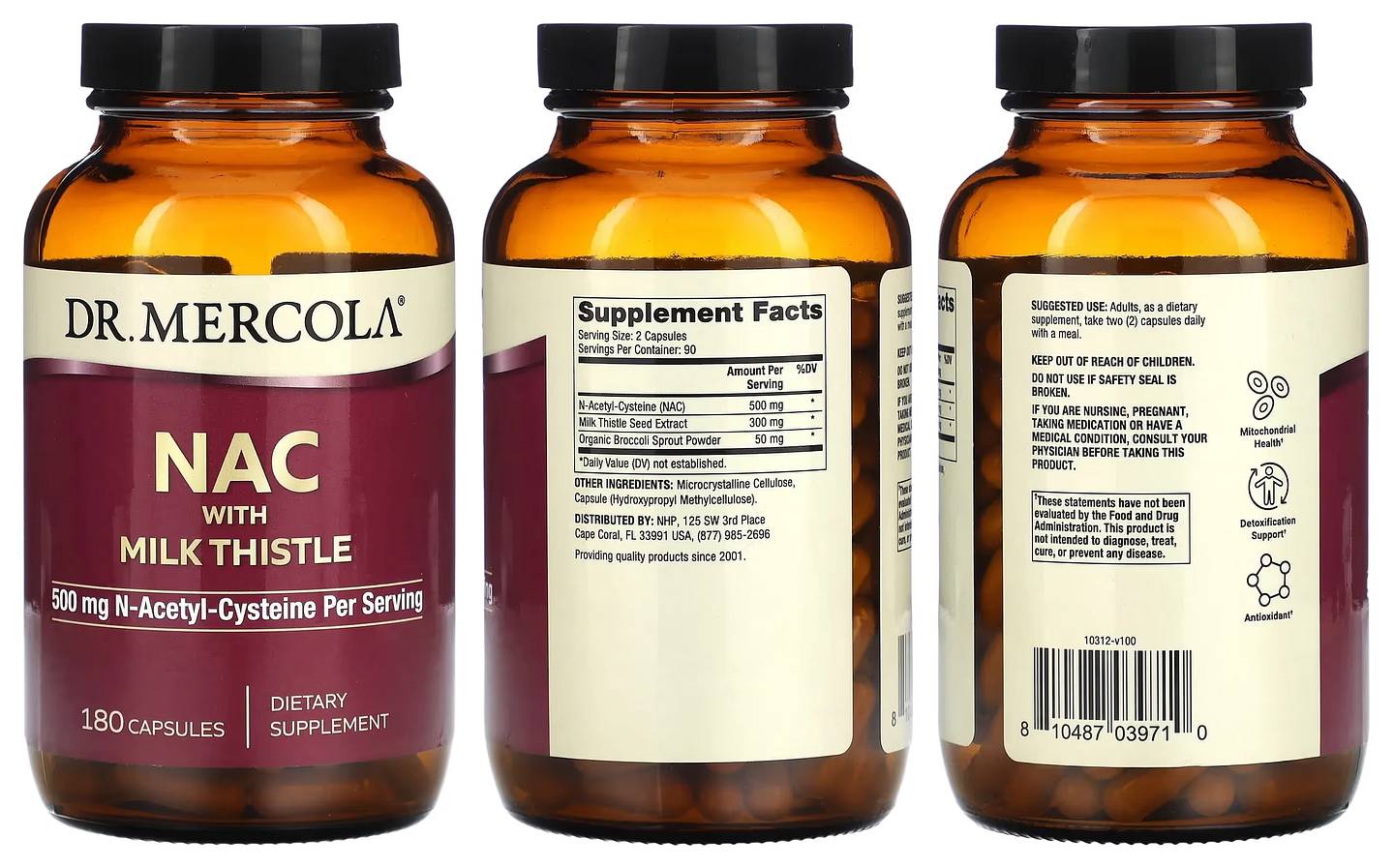 Dr. Mercola, NAC with Milk Thistle packaging