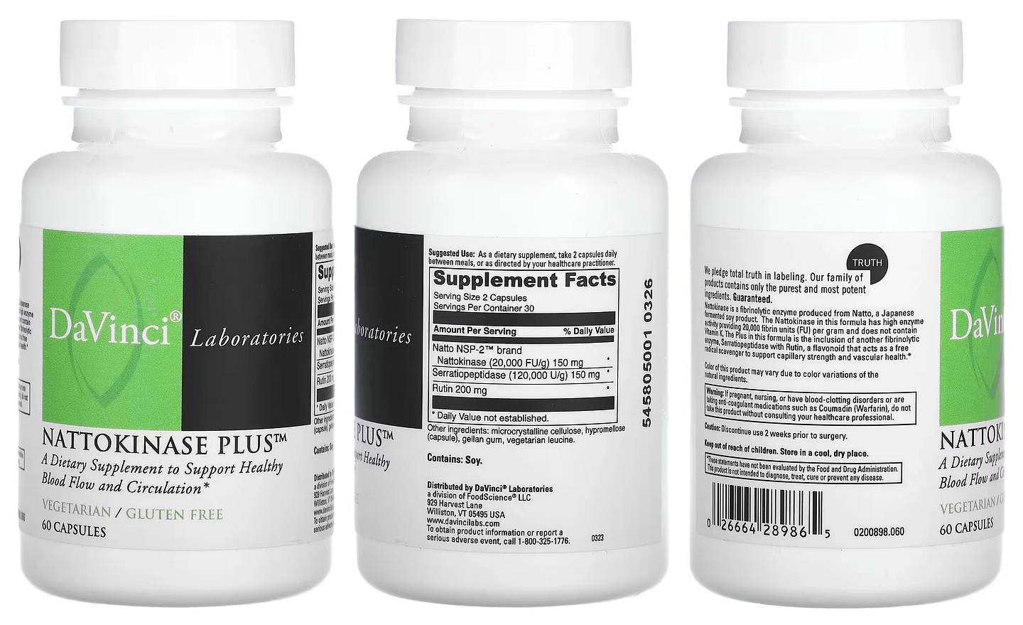 DaVinci Laboratories of Vermont, Nattokinase Plus packaging